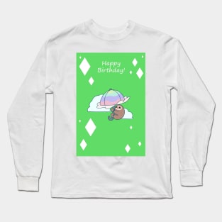 "Happy Birthday" Umbrella Sloth Long Sleeve T-Shirt
